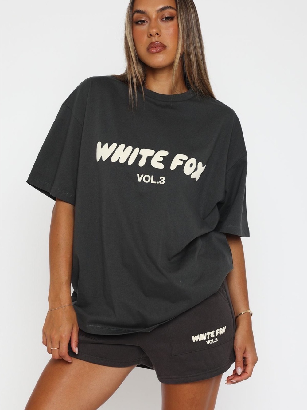 White Fox Vol. 3 Oversized Graphic T-Shirt Charcoal M/L